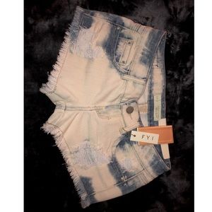 Ripped Jean Shorts Blue/White